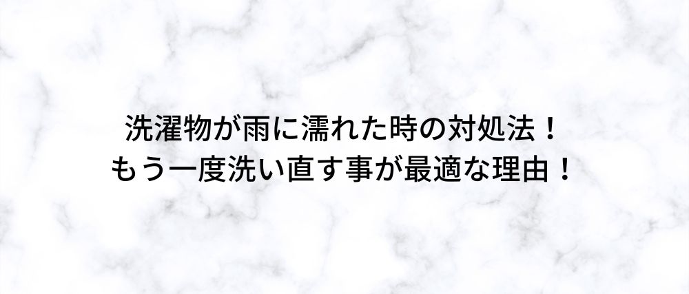 洗濯物が雨に濡れた時の対処法！ もう一度洗い直す事が最適な理由！